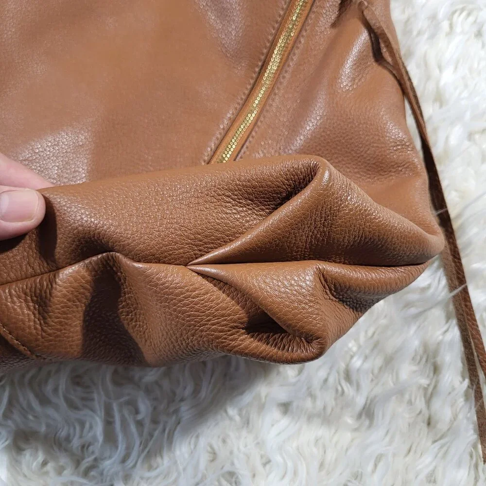 Rebecca Minkoff Brown Leather Moto Hobo Tassel Fringe Shoulder Bag